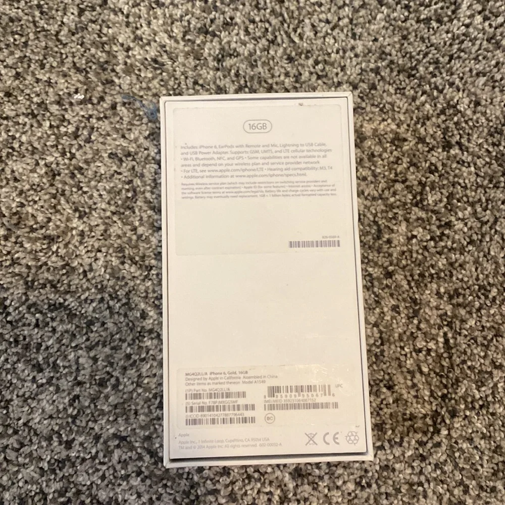 Gold iPhone 6 box empty